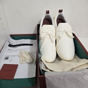 NEW Loro Piana 360 LP Flexy Walk Leather Sneakers in White, (Size 38) With Box